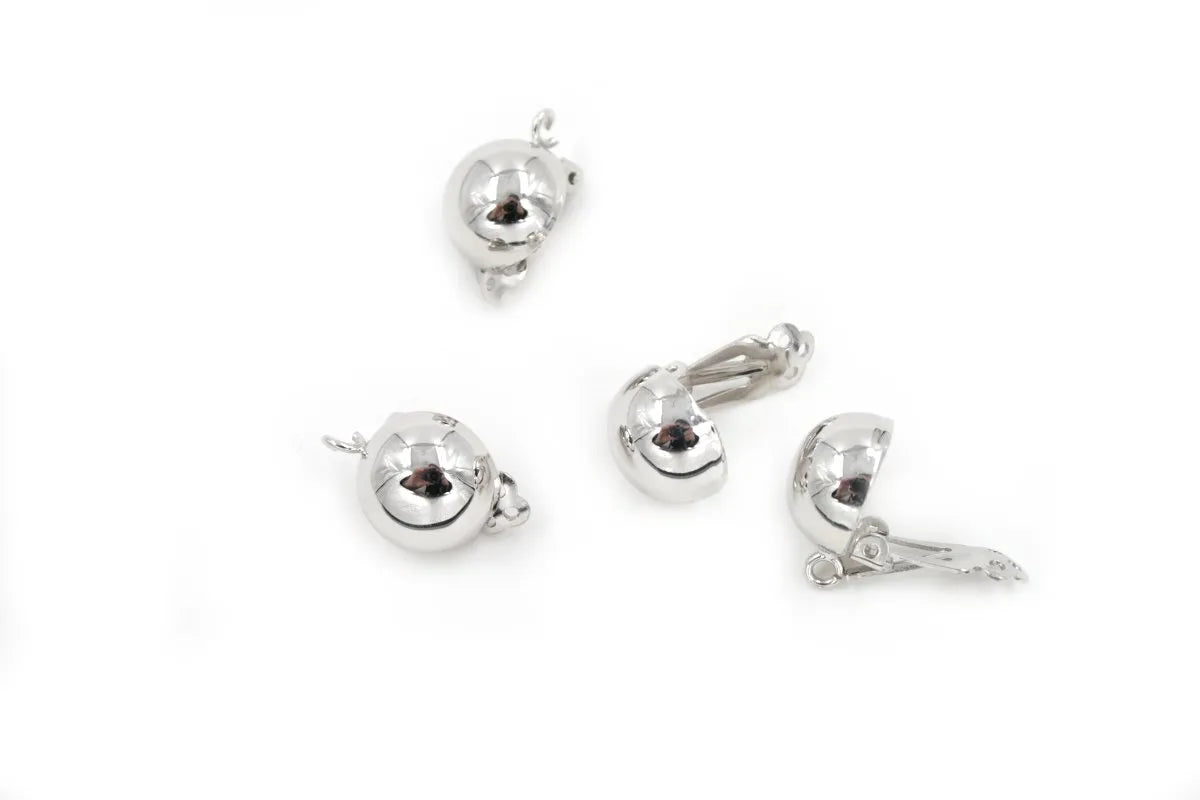 Argento 925‰ orecchini clips semisfera