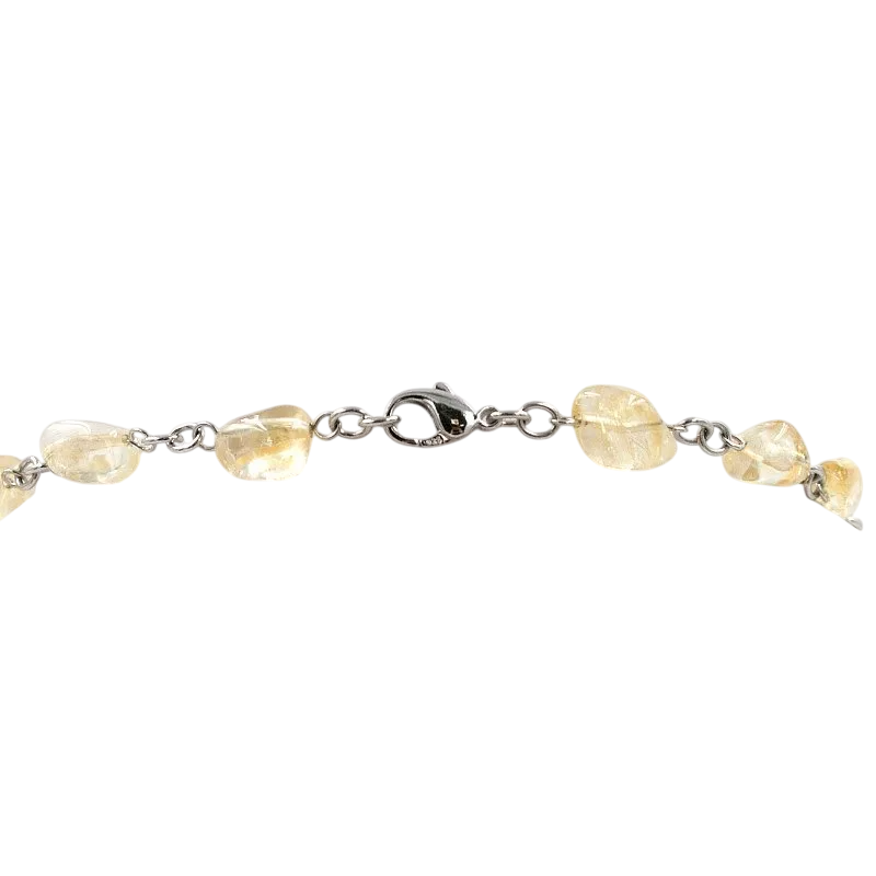Collana ammagliata in argento 925 con sassi di Quarzo Citrino
