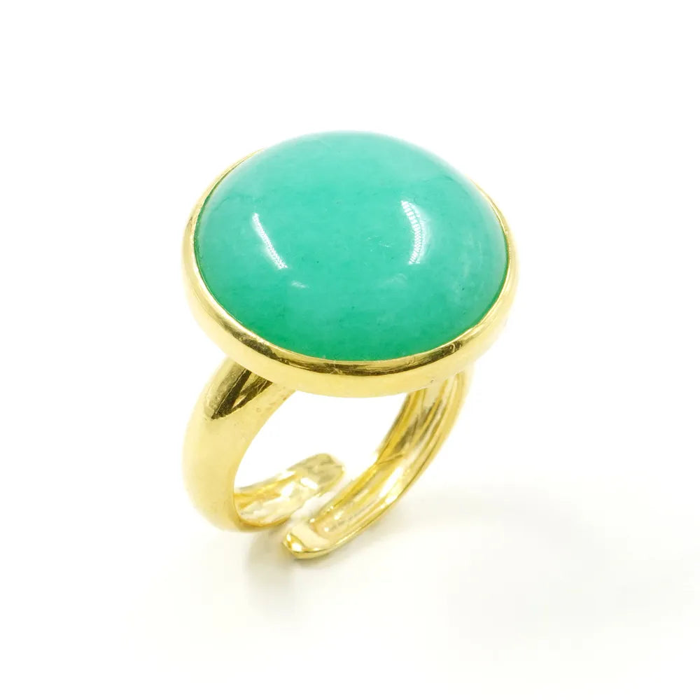 Anello in Arg.925 Dorato con Quarzo spugna verde