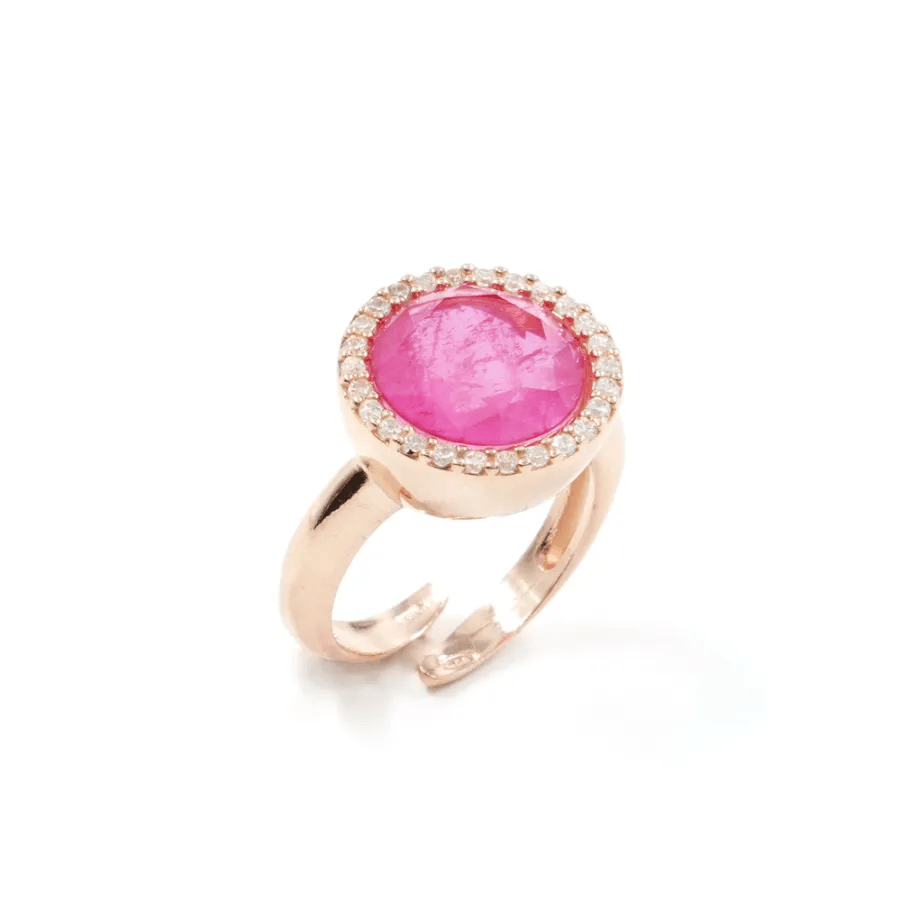 Anello in Arg.925 Rosato con Zirconi e Cristallo rosa