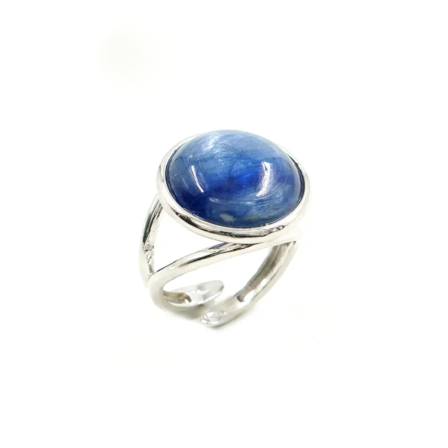 Anello in Arg.925 con cabochon di Cianite tondo