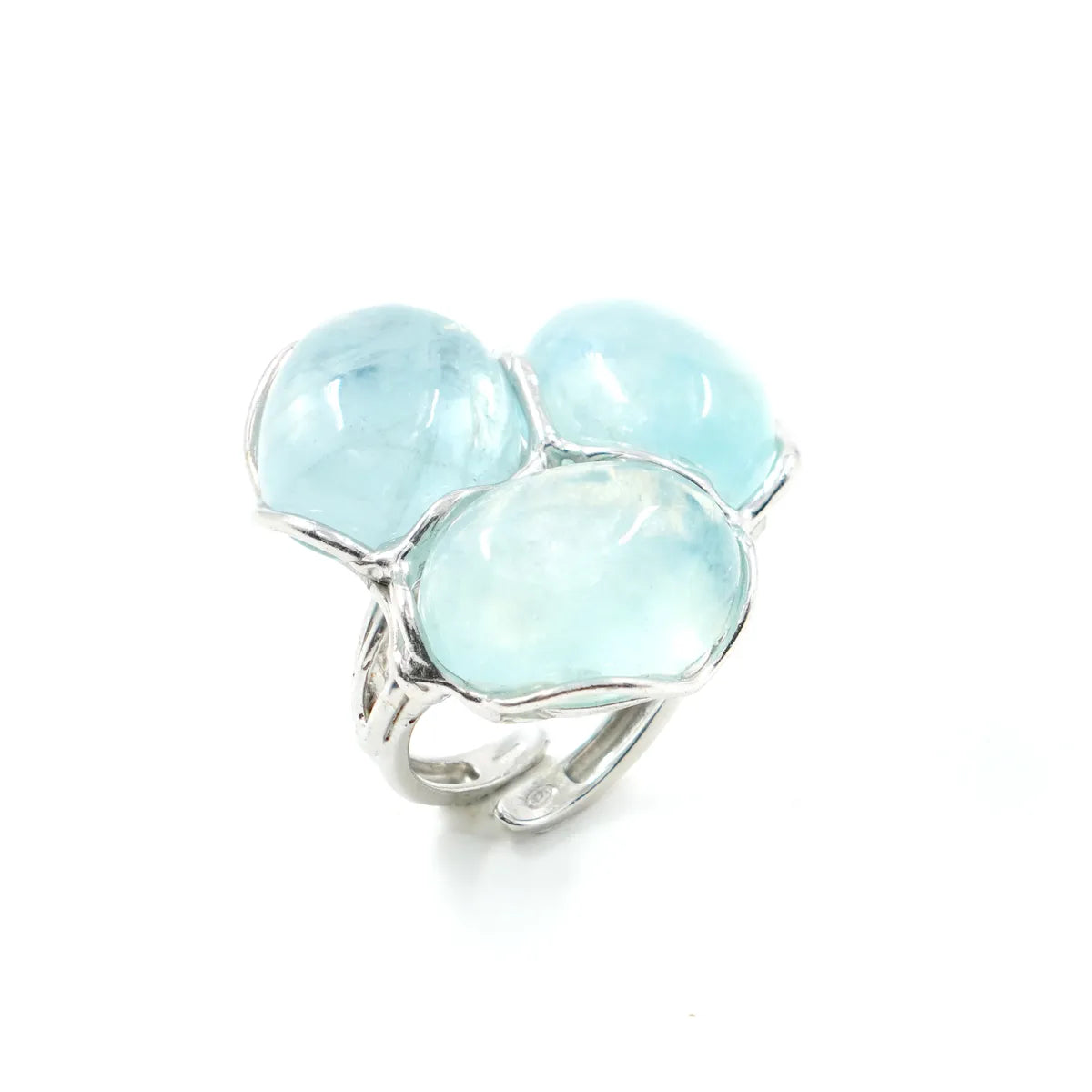 Anello in Arg.925 con 3 cabochon in Acquamarina