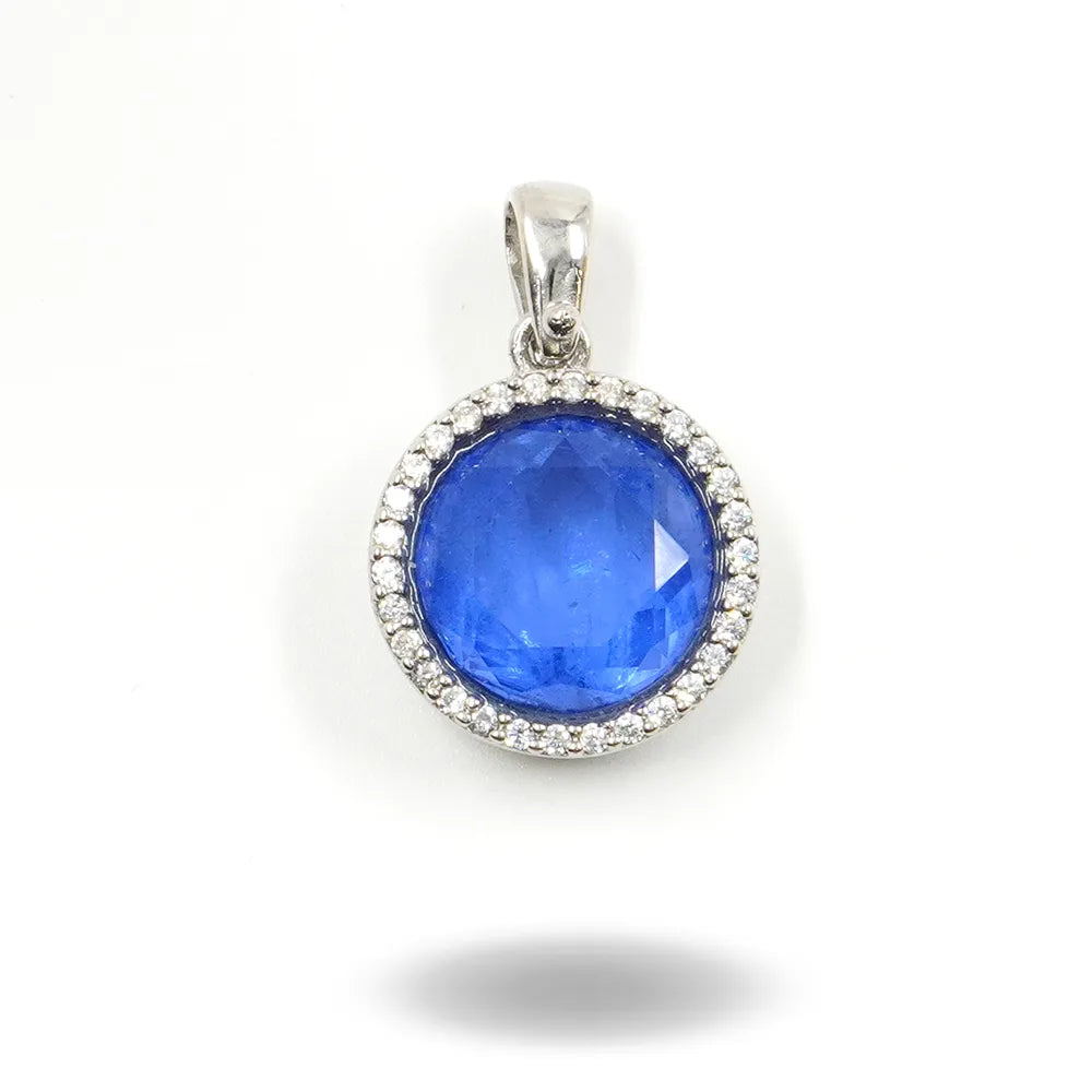Pendete in argento 925 con zirconi e cristallo colore zaffiro