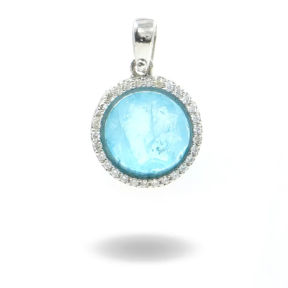 Pendente in Arg.925 con Zirconi e Cristallo color Acquamarina
