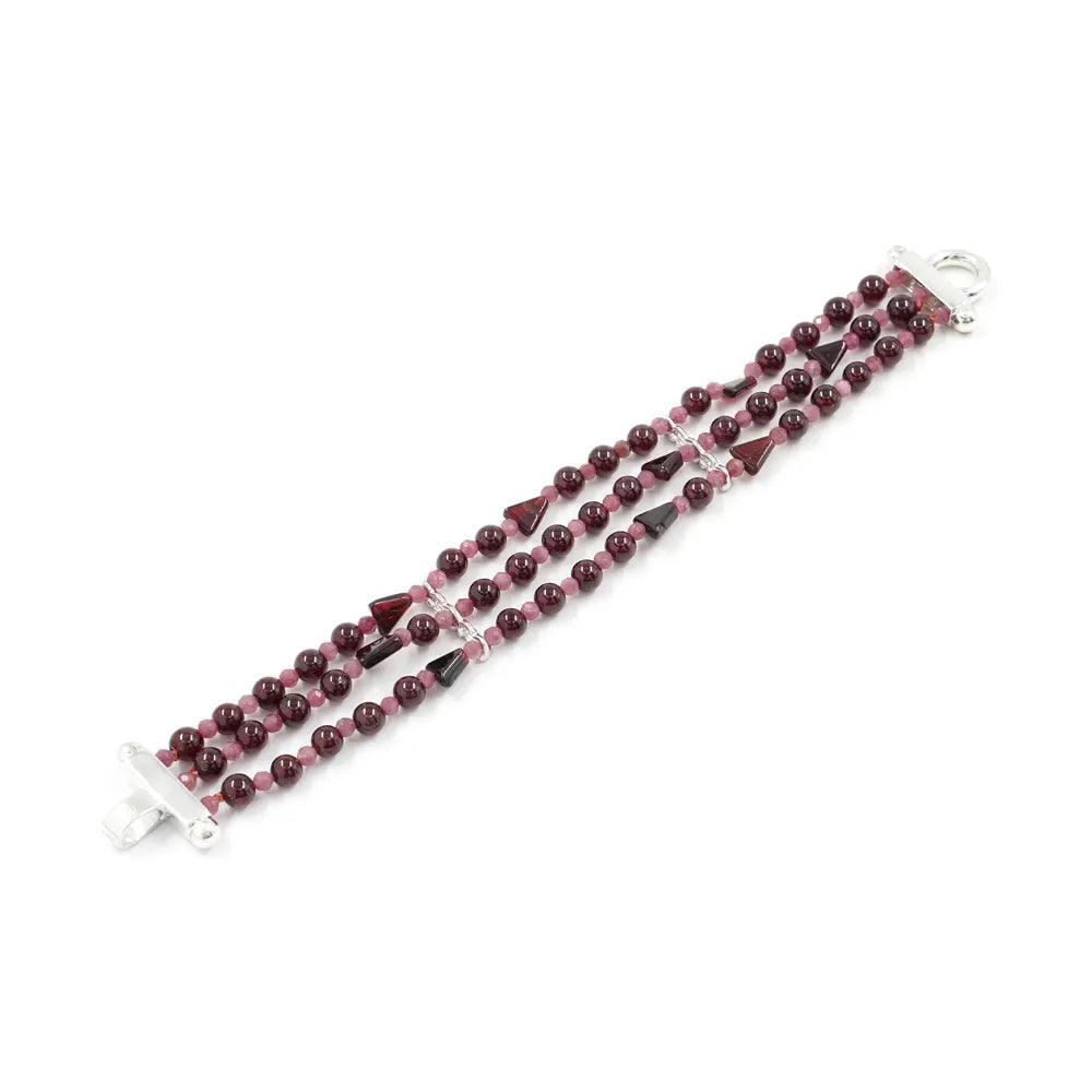 Bracciale multifilo in Arg.925 con Granato e Tormalina