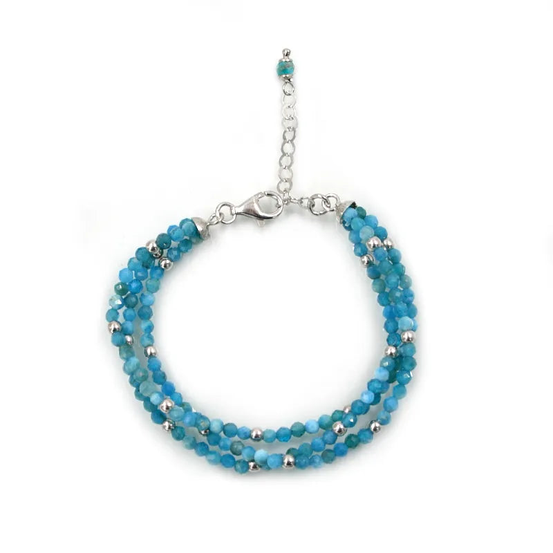 Bracciale multifilo in Arg.925 con Apatite azzurra