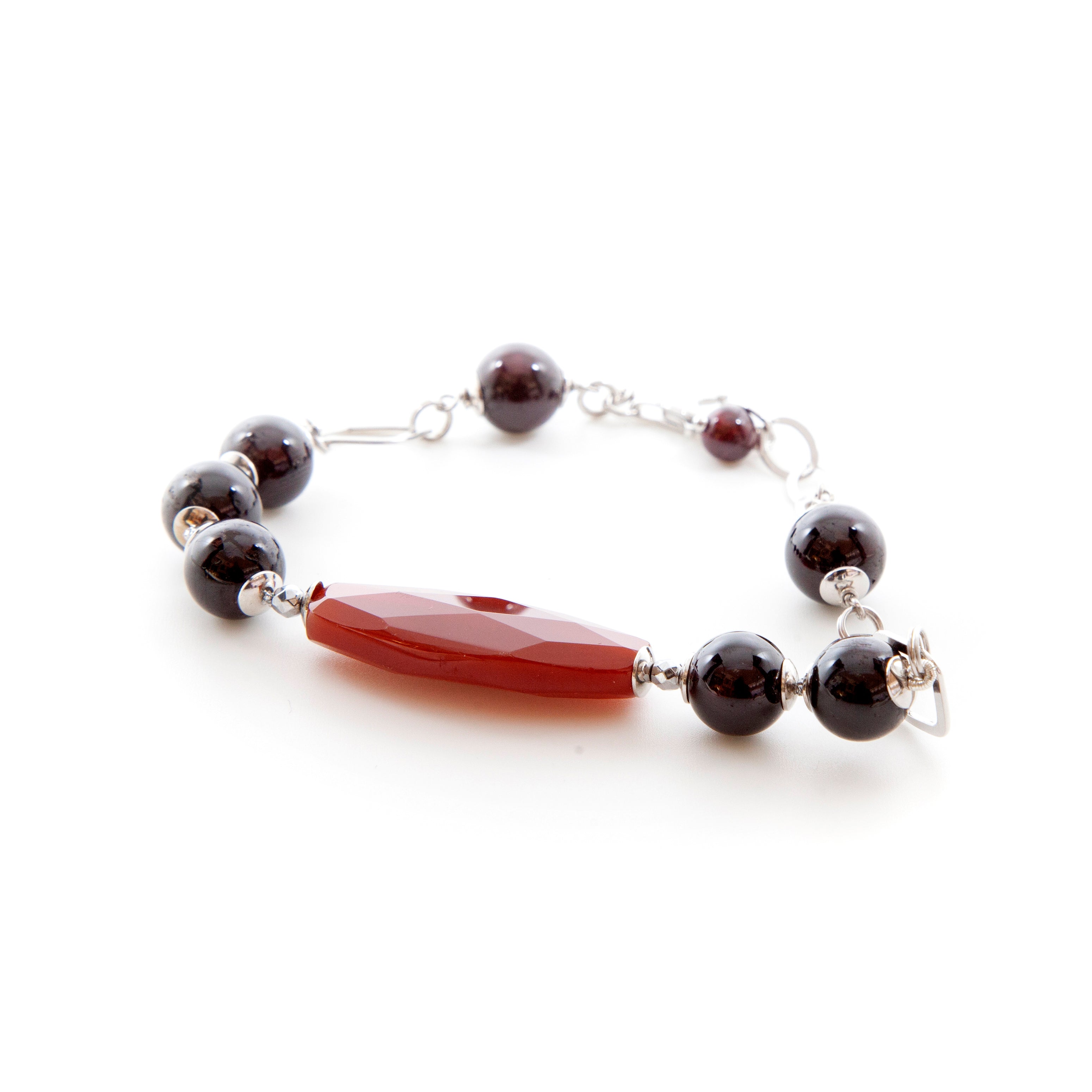 Bracciale in Granati, Corniola e Argento 925