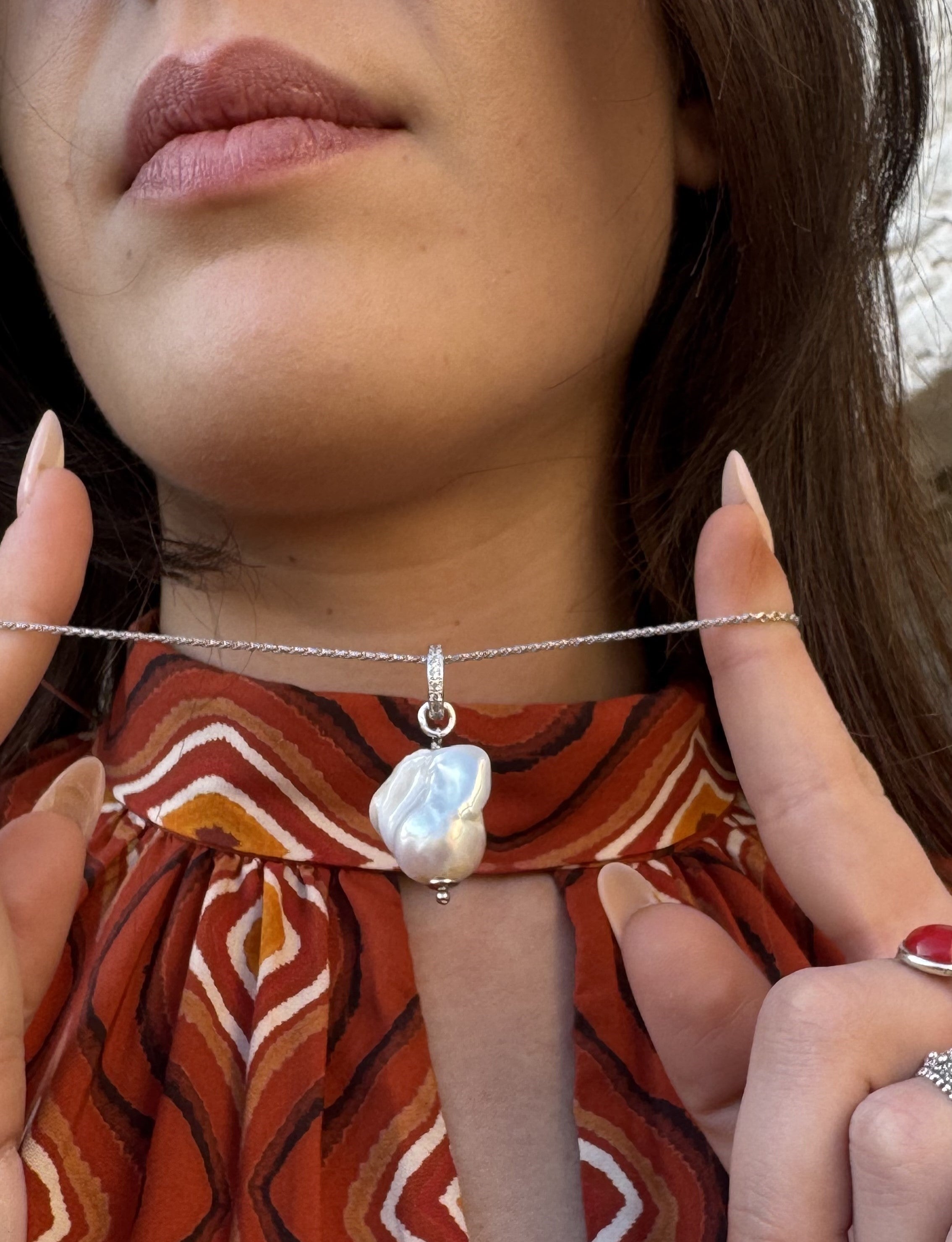 Ciondolo in Arg.925, Zirconi e Perla Barocca