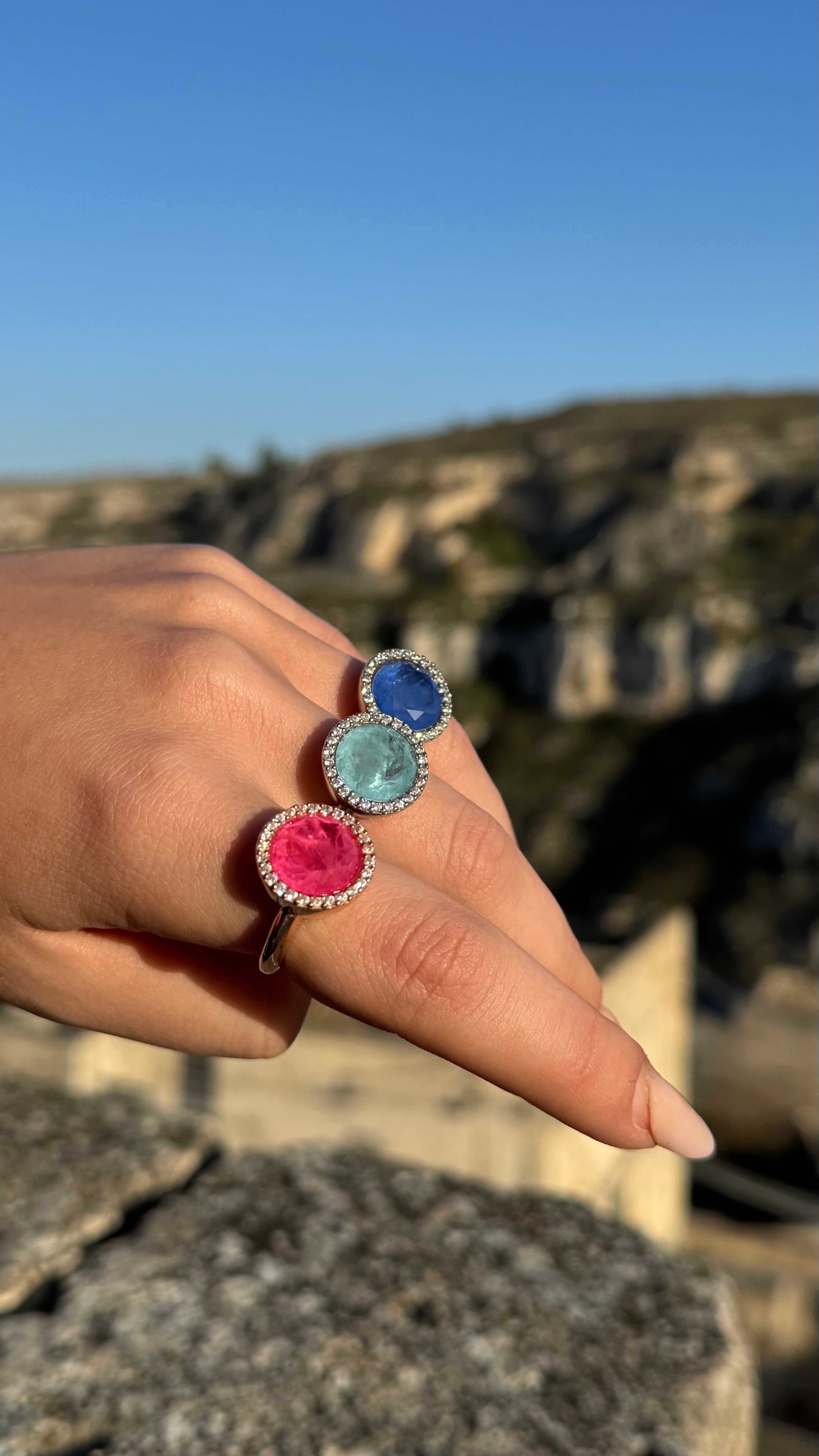 Anello in Arg.925 Rosato con Zirconi e Cristallo rosa