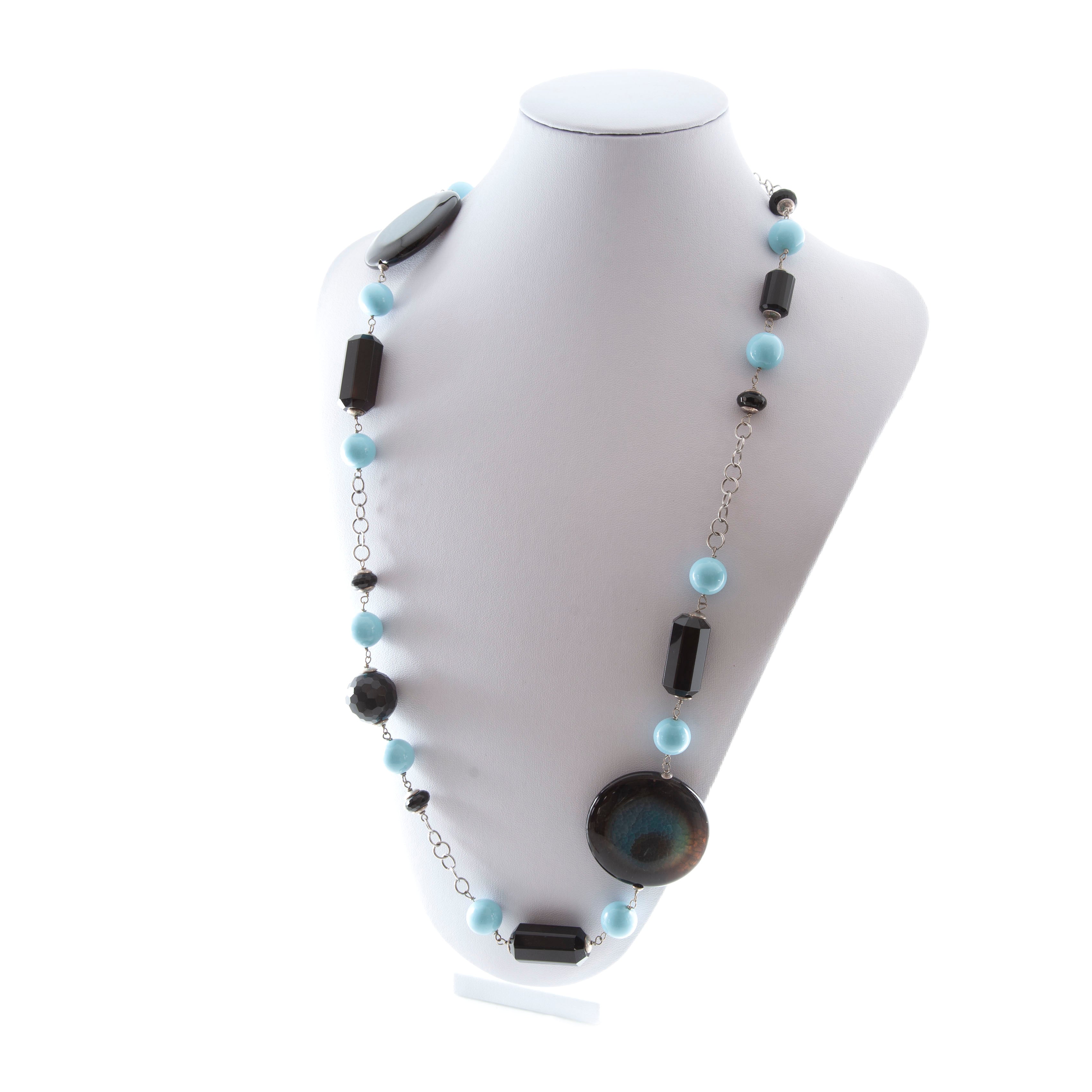 Collana in Pasta di Turchese, Onice e Argento 925