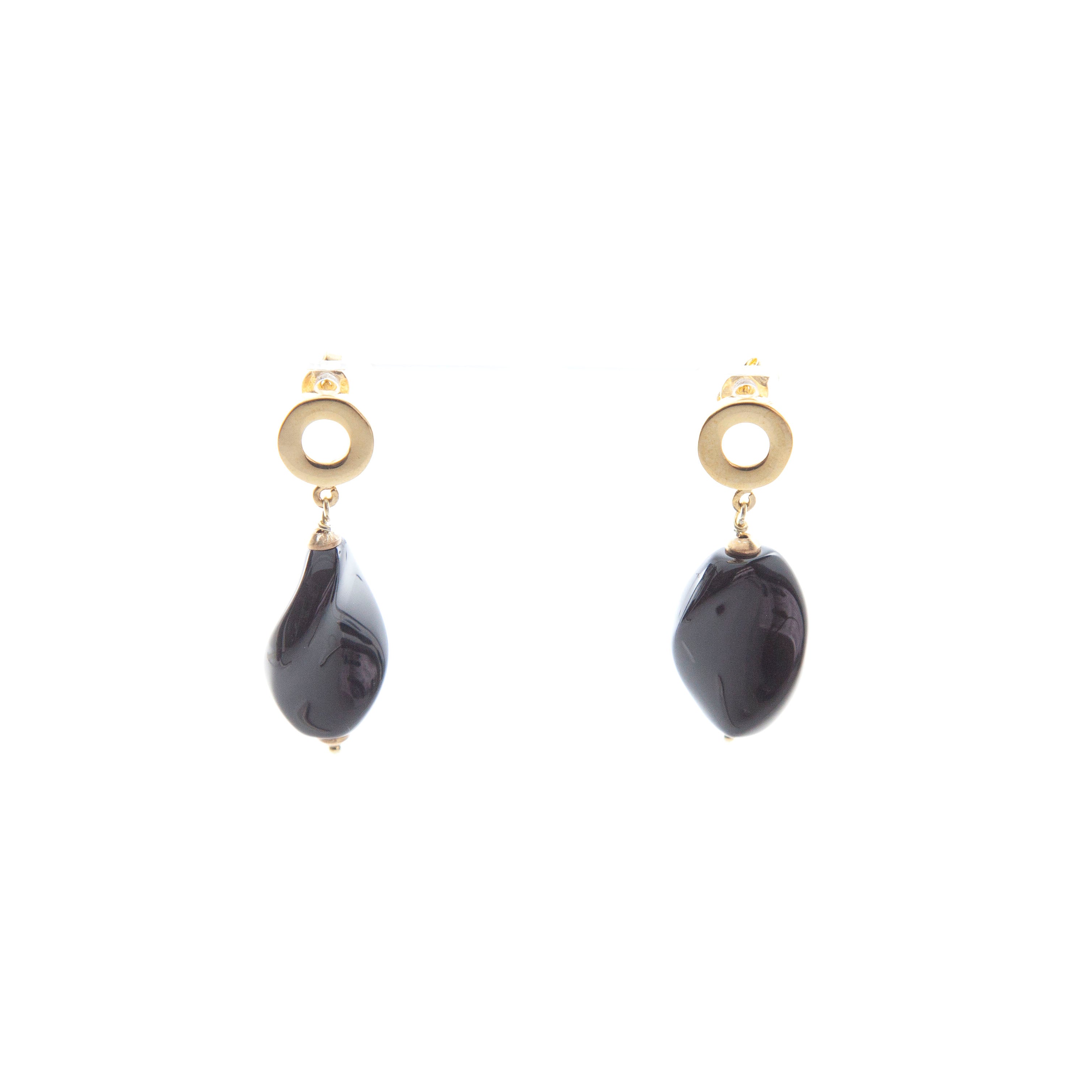 Orecchini in Onice e Argento 925 placcato oro