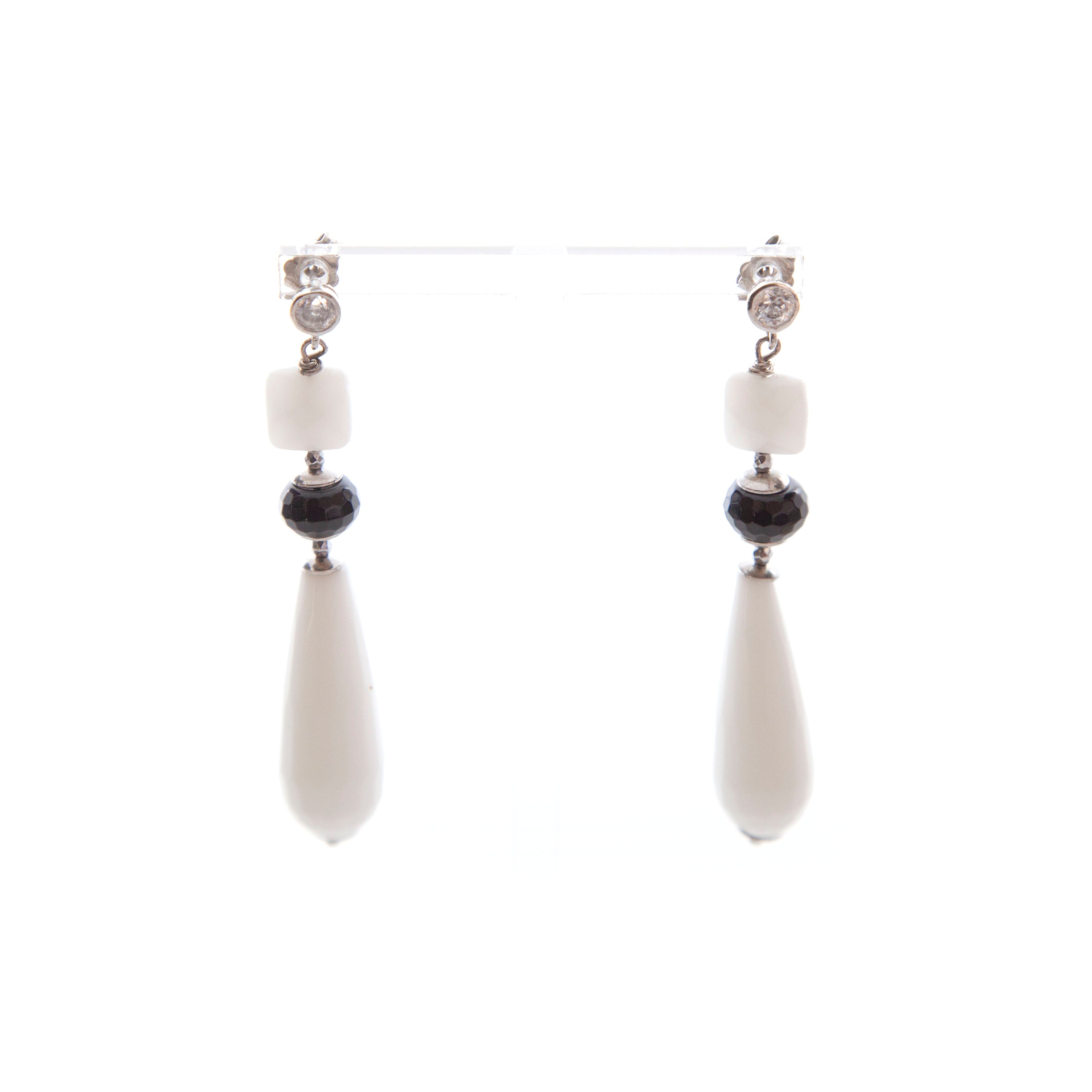 Orecchini in Agata Bianca/Nera e Argento 925