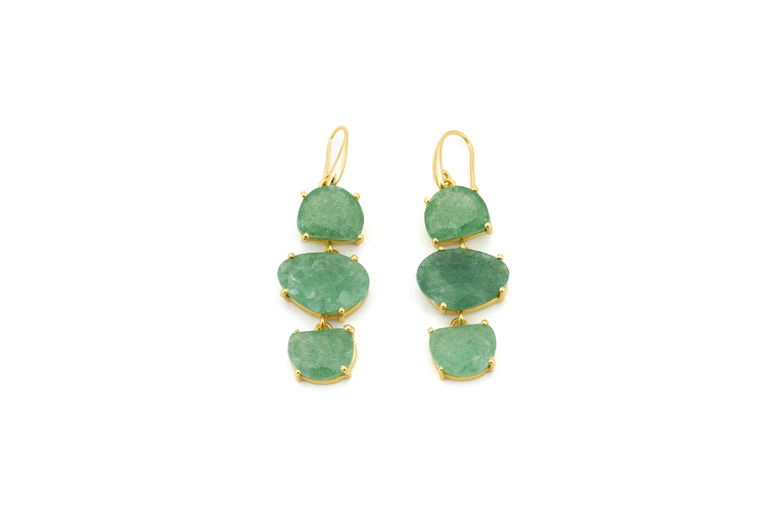 Orecchini in Ottone e tripla pietra