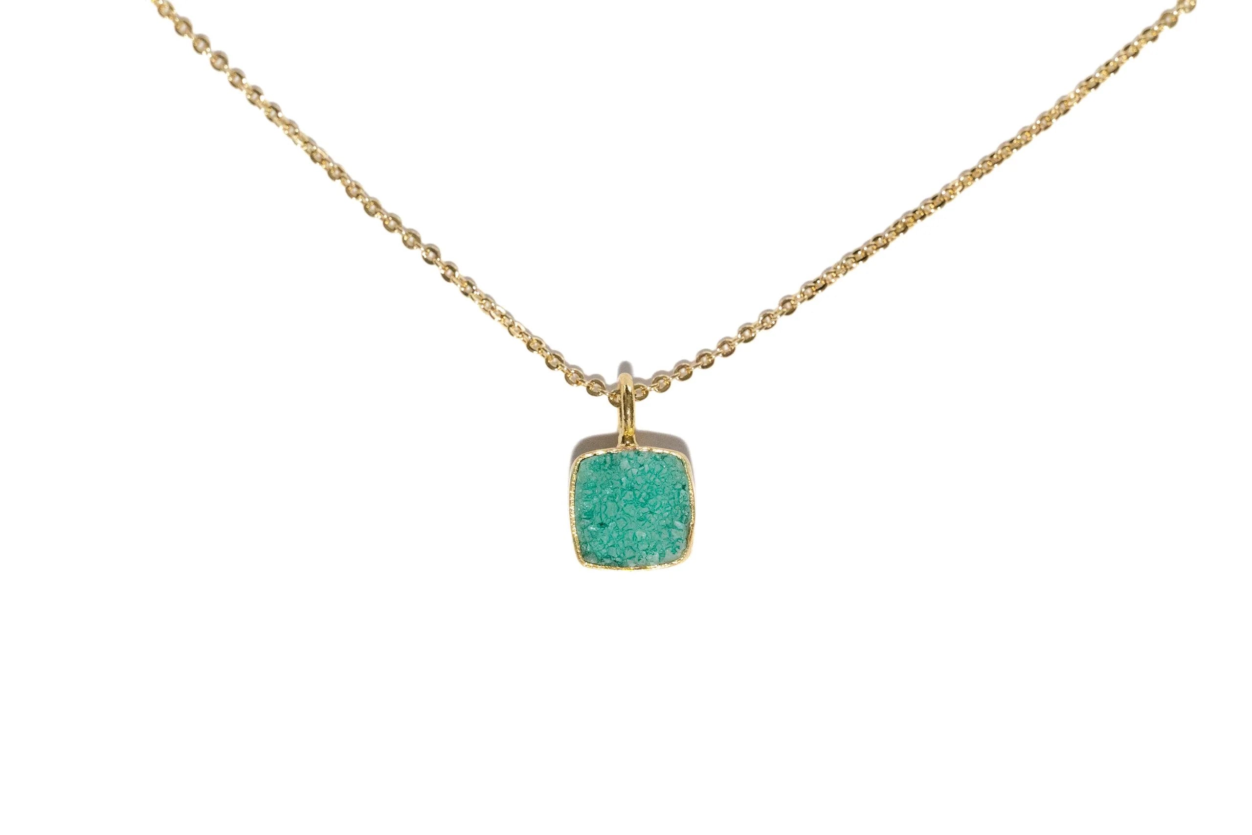 Collana Girocollo in Ottone con Ciondolo Quadrato