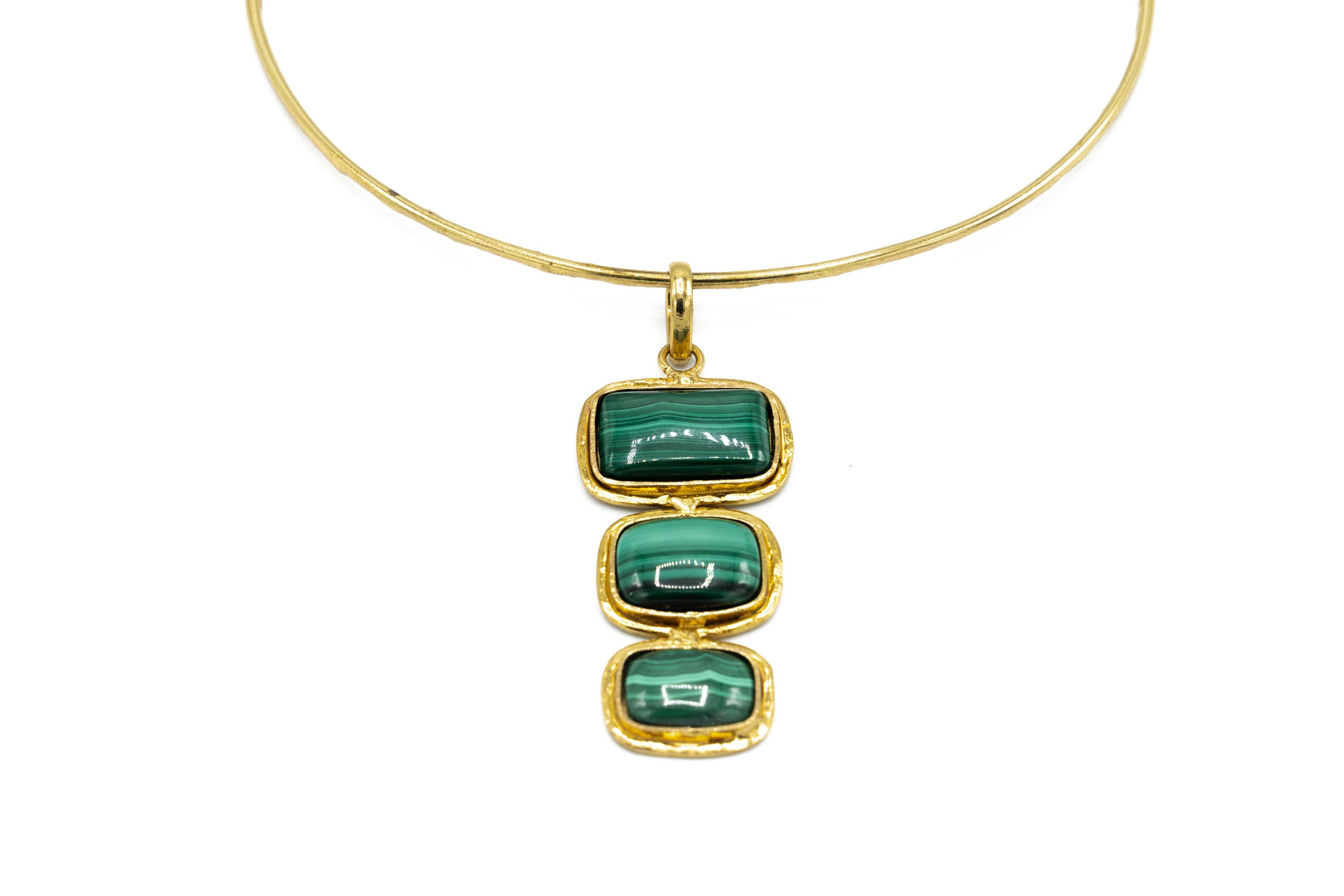 Choker ottone tre pietre Malachite