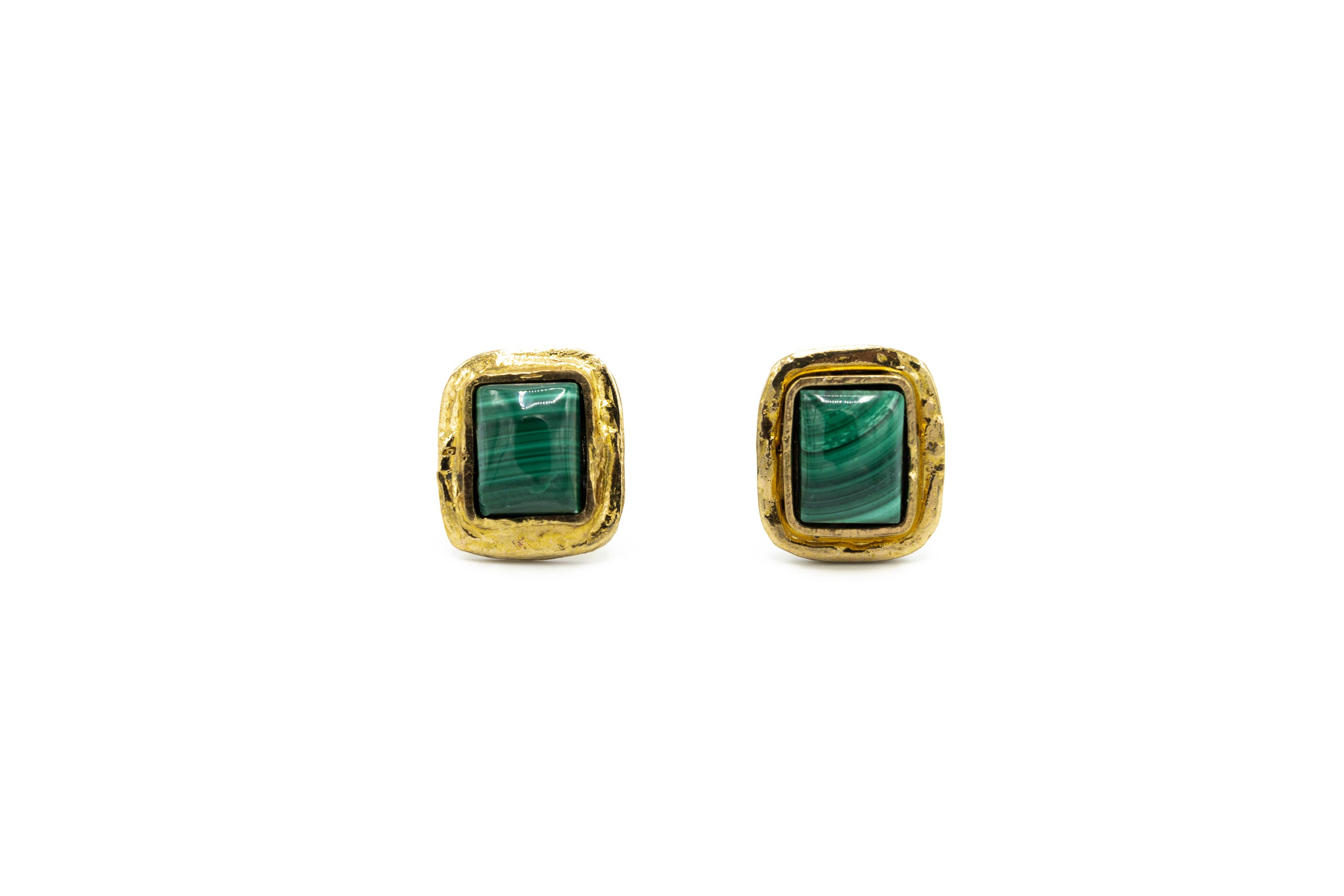 Orecchini ottone una pietra Malachite