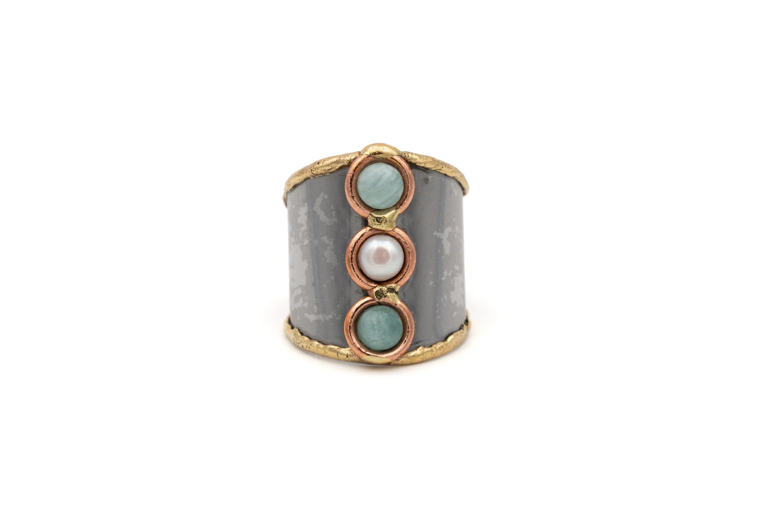 Anello in Ottone e Pietre multicolor