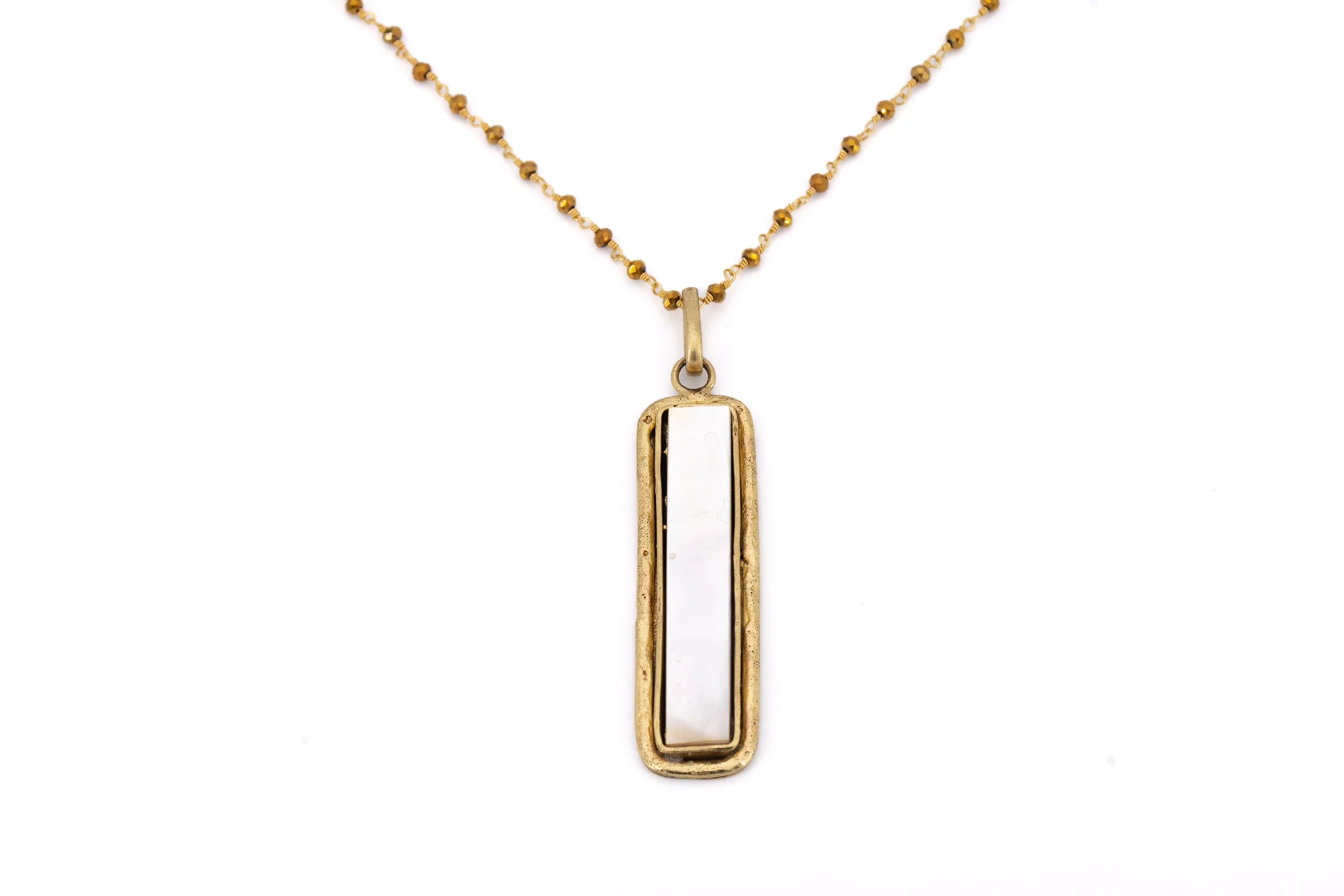 Collana lunga con Madreperla rettangolare