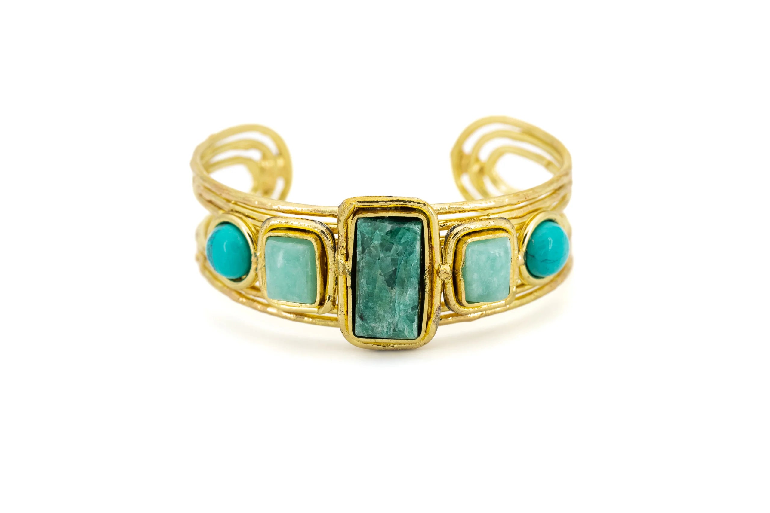 Bracciale in Ottone e Pietre geometriche