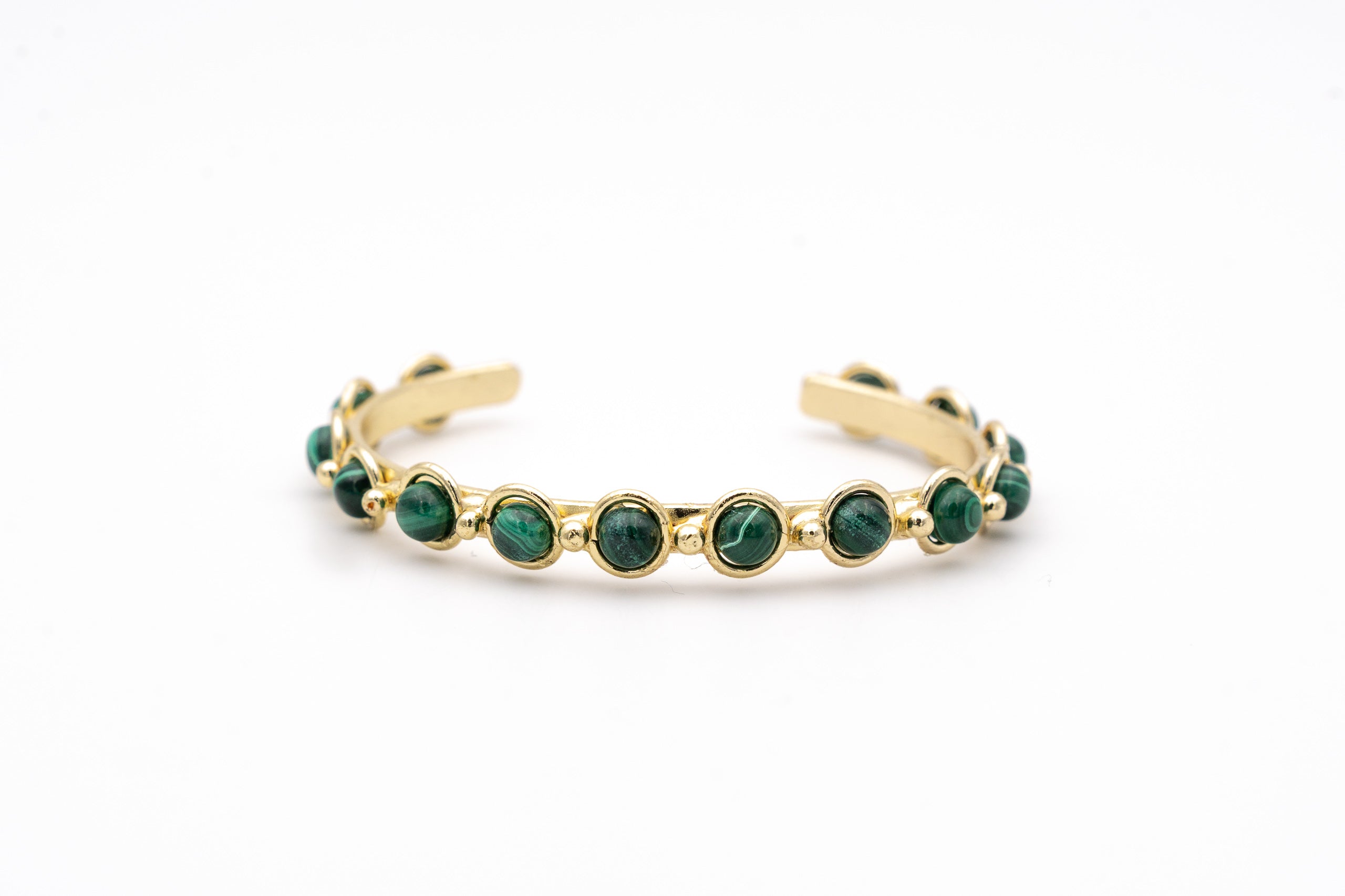 Bracciale ottone multi pietre Malachite