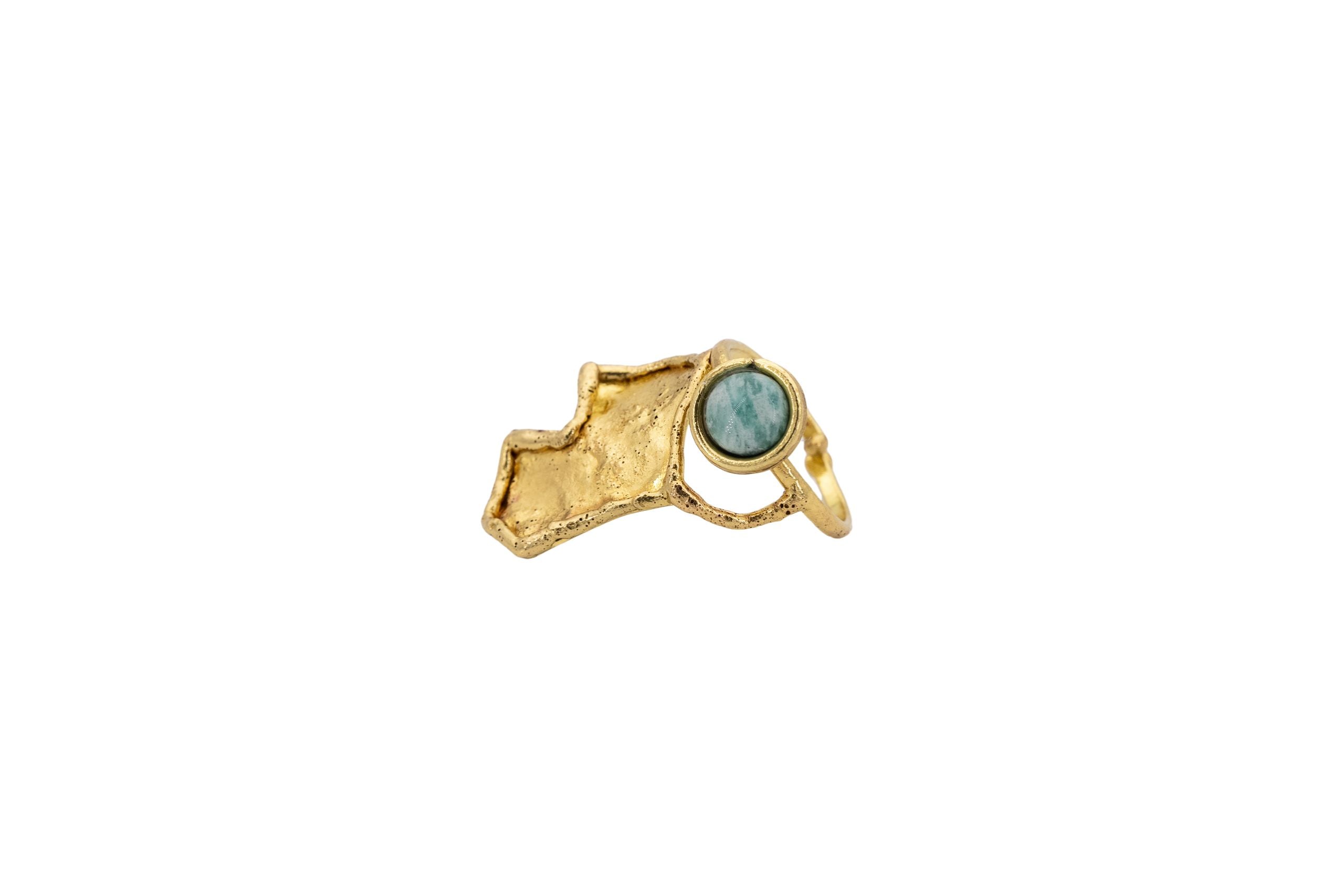 Anello ottone vela con tondo amazzonite