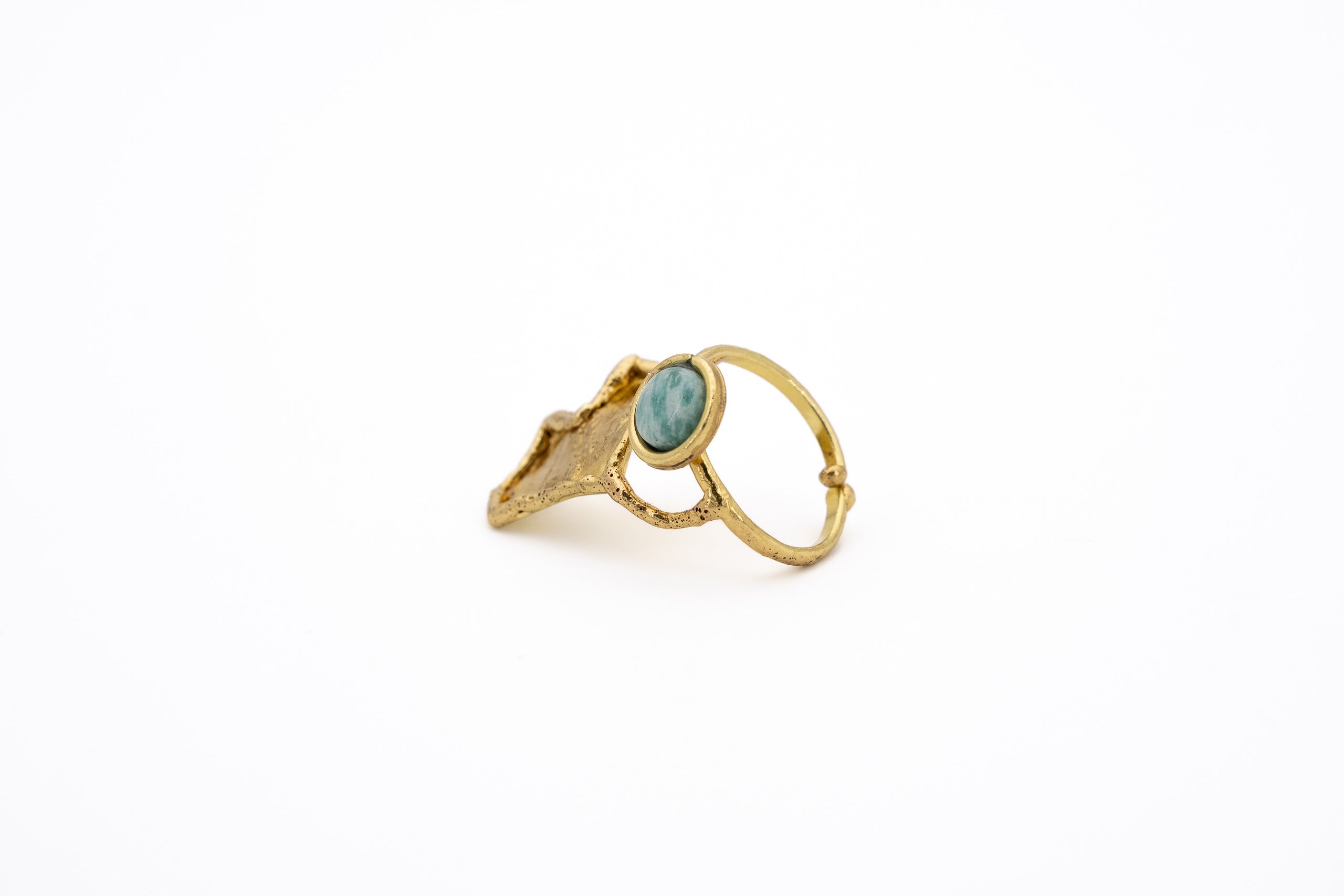 Anello ottone vela con tondo amazzonite