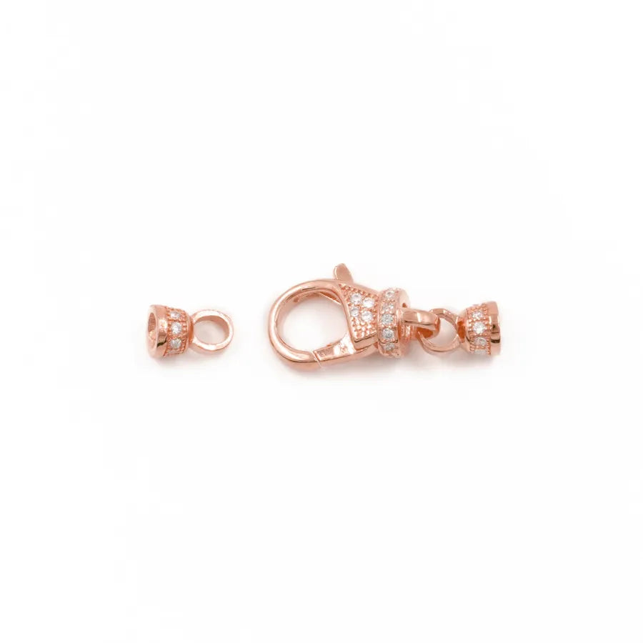 Argento 925 chiusura con zirconi 13x7mm coppa 4mm – Rosato