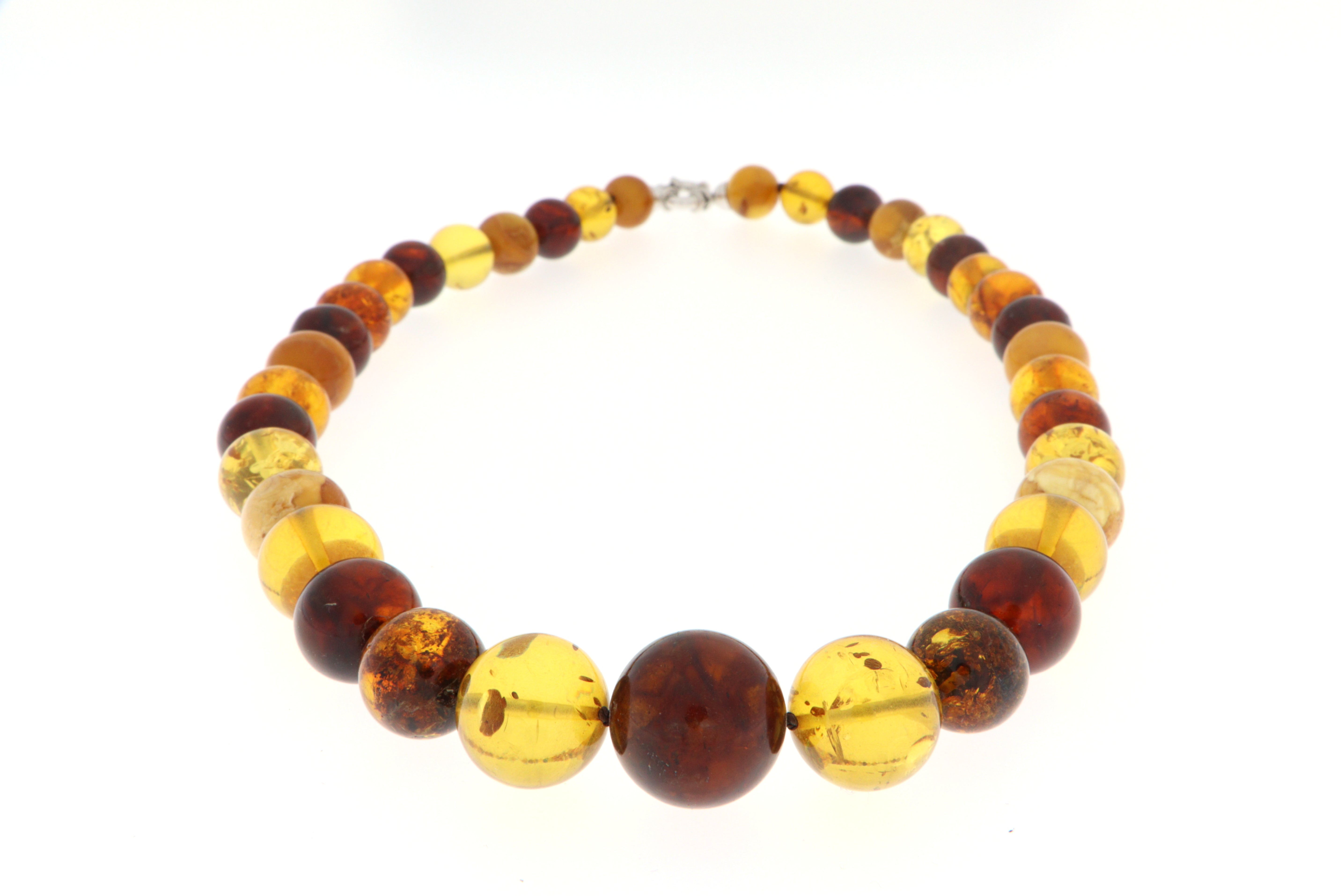 Collana Sfere a gradazione in Ambra Baltica multicolor