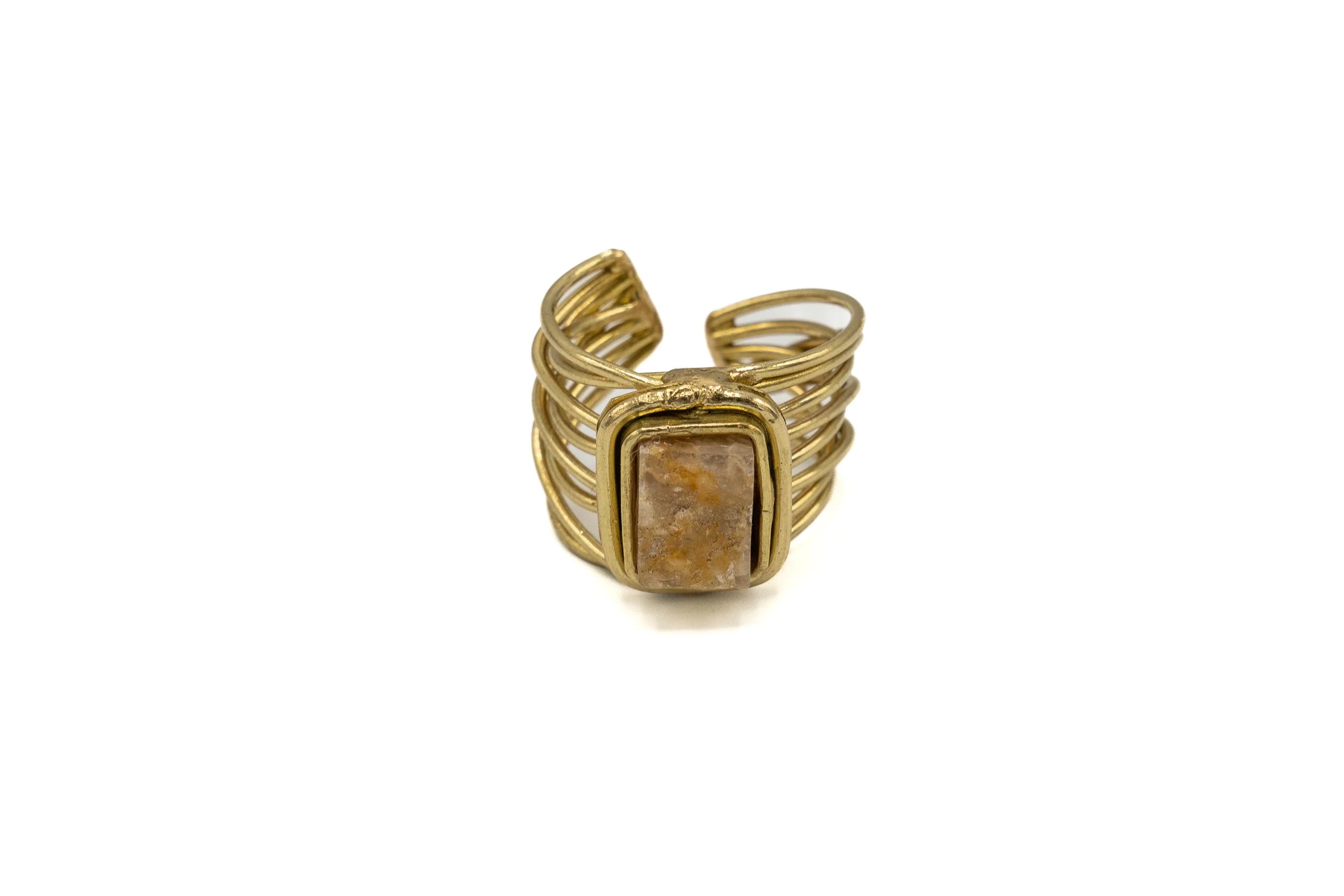 Anello in Ottone e Diaspro dorato