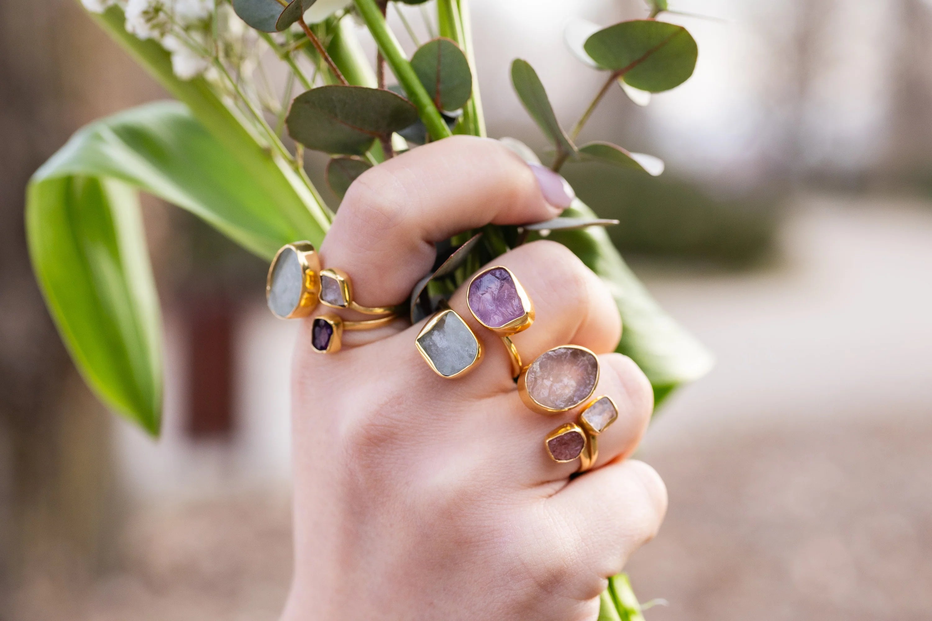 Anello in Ottone pietra astratta