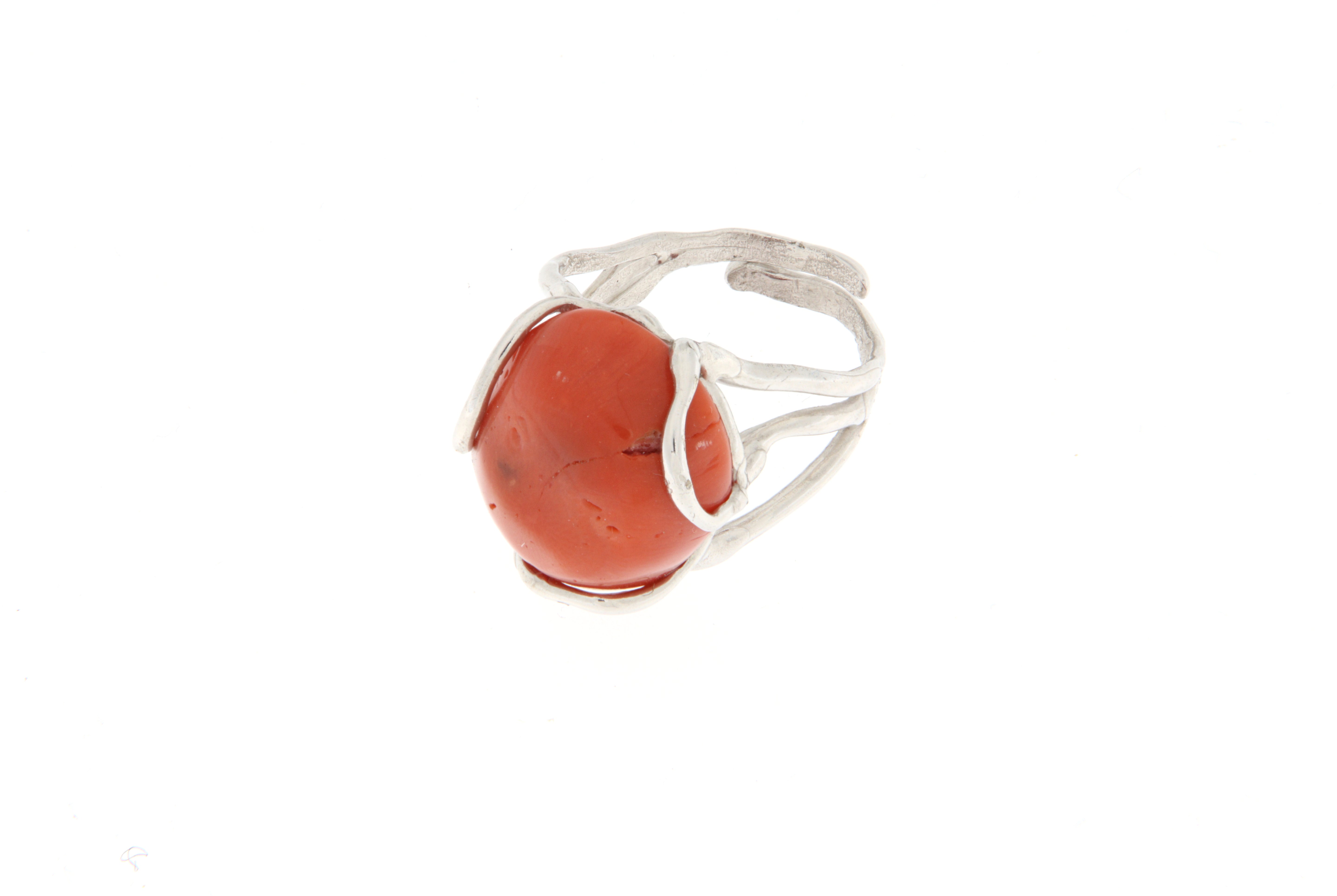 Anello in Arg.925 e Corallo Mediterraneo