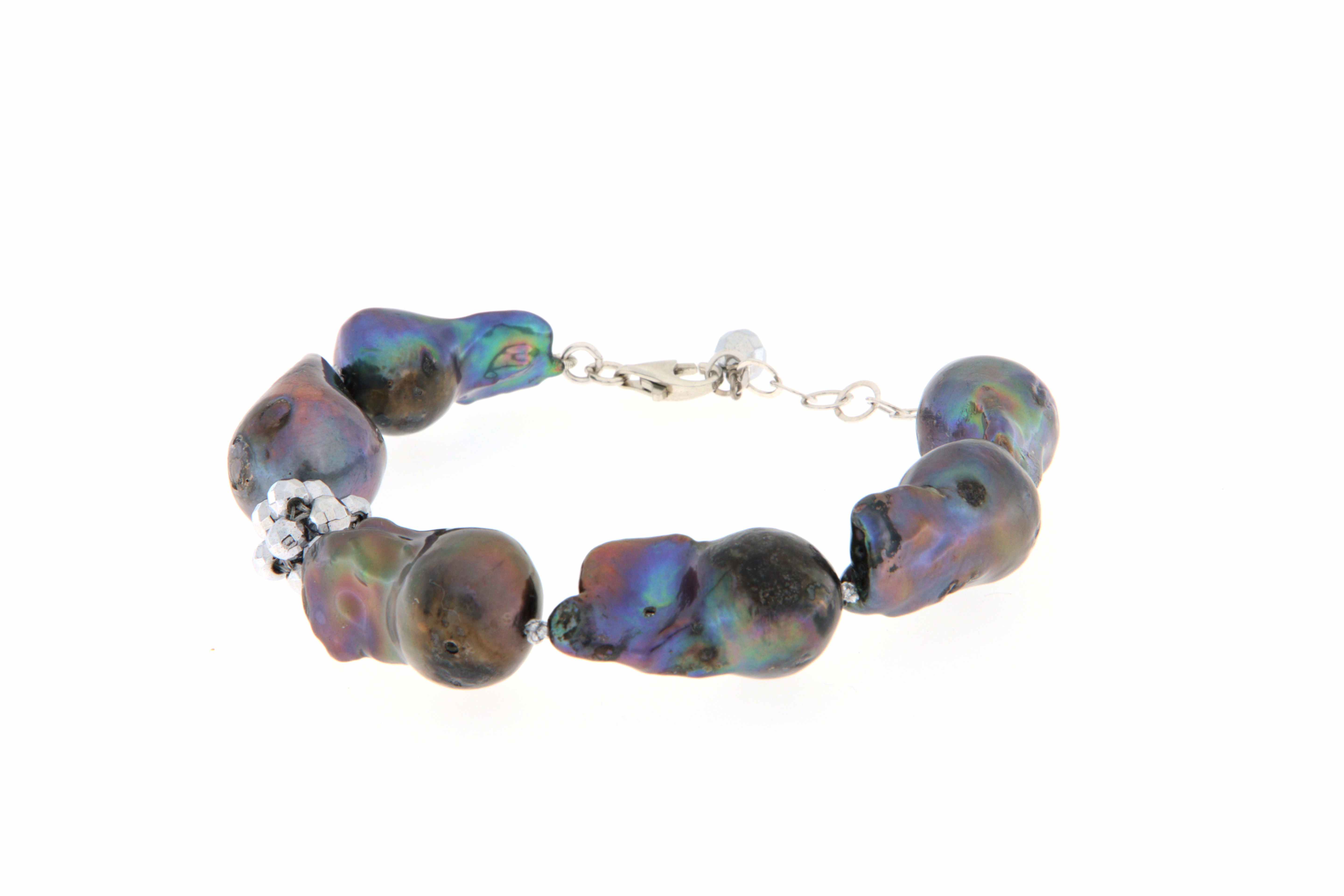 Bracciale in Arg.925 e Perle Barocche nere