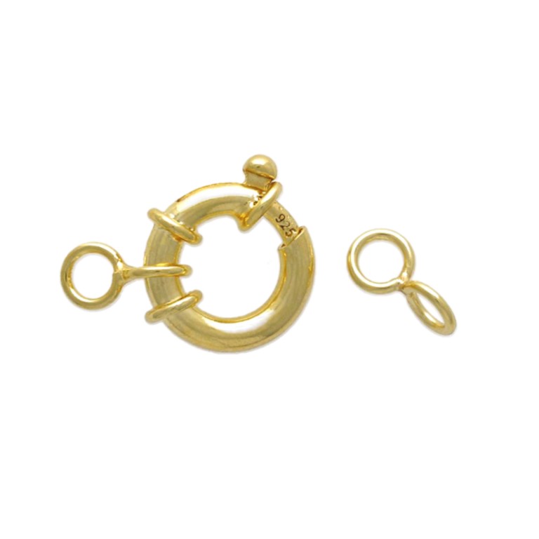 Chiusura per gioielli ad Anello a Molla ø 14 mm Argento 925‰ Dorato
