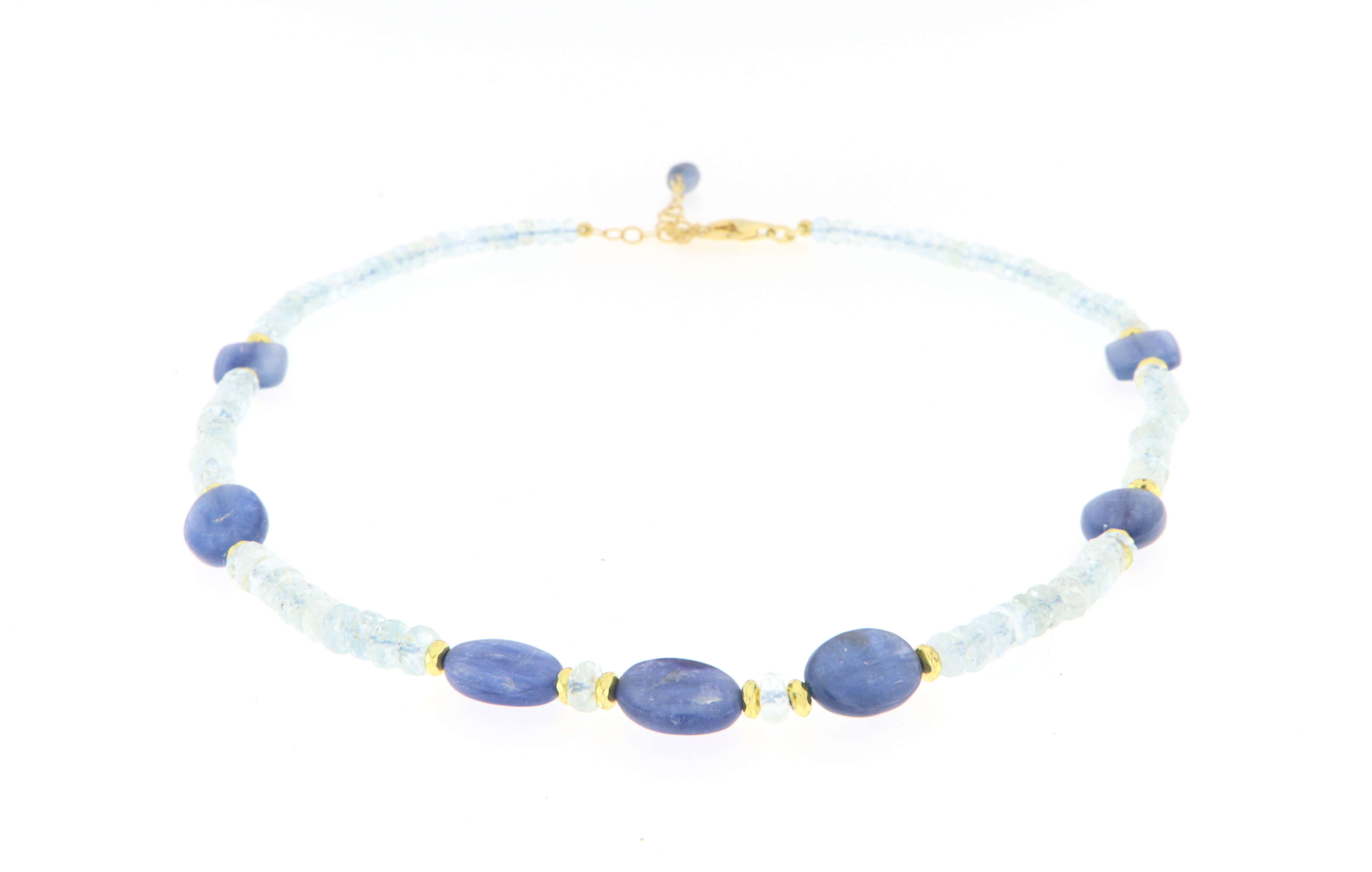 Collana in Argento 925 dorato, Acquamarina (gemma) e Cianite
