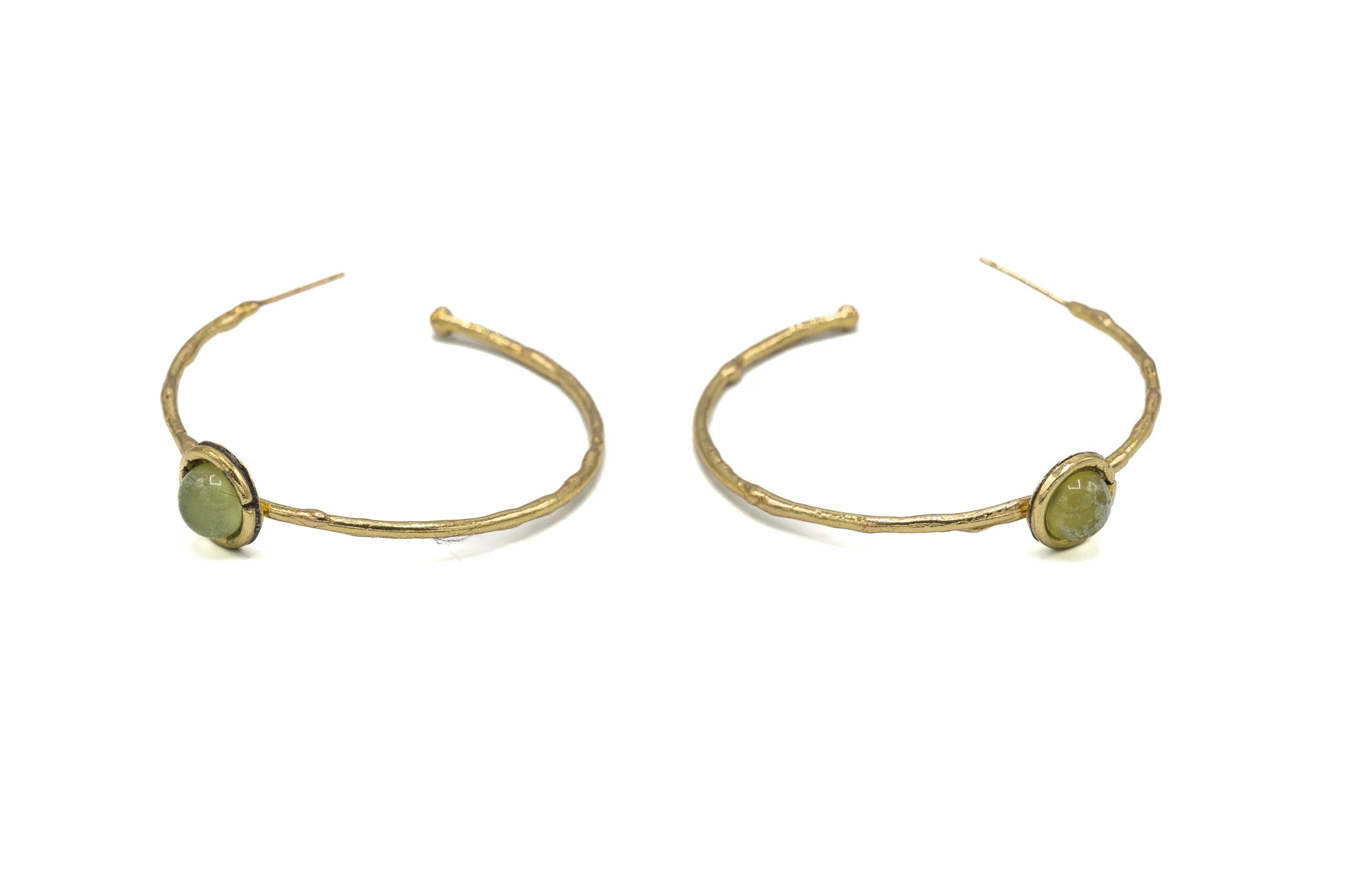 Orecchini a Cerchio in Ottone e Onice Verde