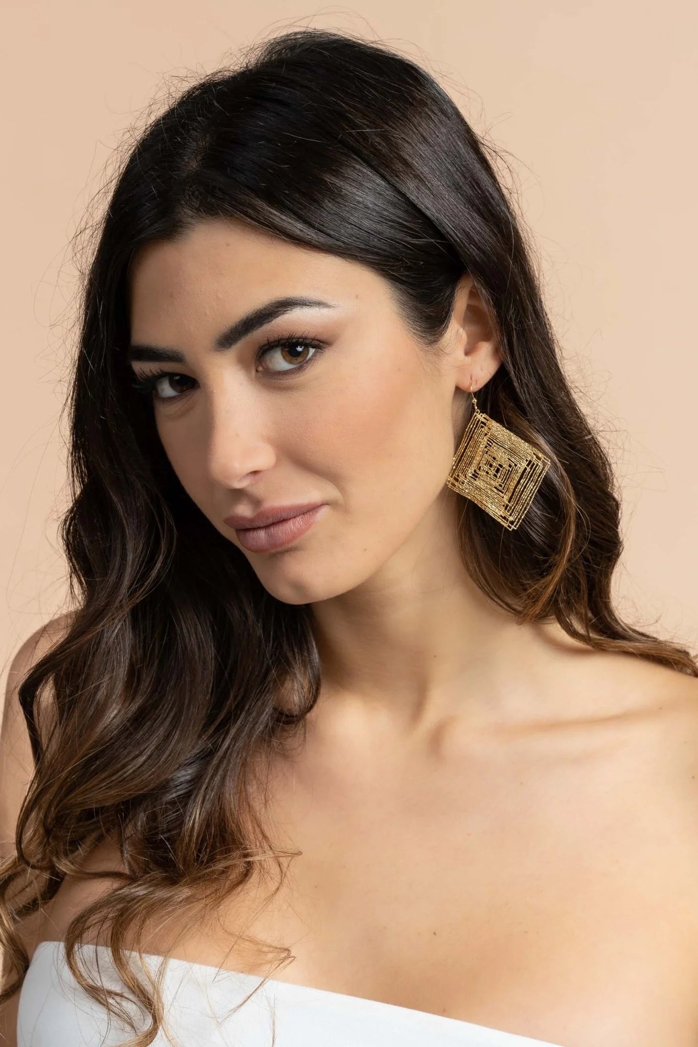 Orecchini in Ottone rombo filigranati