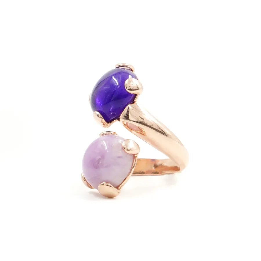 Anello in Arg.925 Rosato con Ametista e Kunzite