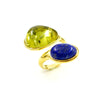 Anello Contrarier con Lapis e Ambra Colombiana verde in Arg. 925 Dorato