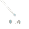 Set Halo in argento 925 con zircone ovale azzurro e giro di zirconi bianchi