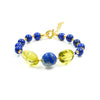 Bracciale con Lapis, Ambra Verde Colombiana e Ematite in Arg. 925 Dorato