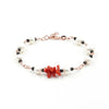 Bracciale ammagliato con filo di Arg.925 rosato con Perle, Corallo Mediterraneo, Spinello nero