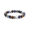 Bracciale Elastico con Occhio d’Aquila e di Tigre, Sodalite e elemento in Arg.925
