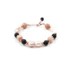 Bracciale in Arg.925 rosato con Pietra del Sole, Agata nera, Ematite e Perle