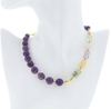 Collana in Argento 925 Dorato, Ametista sfaccettata, Prehnite e Quarzi