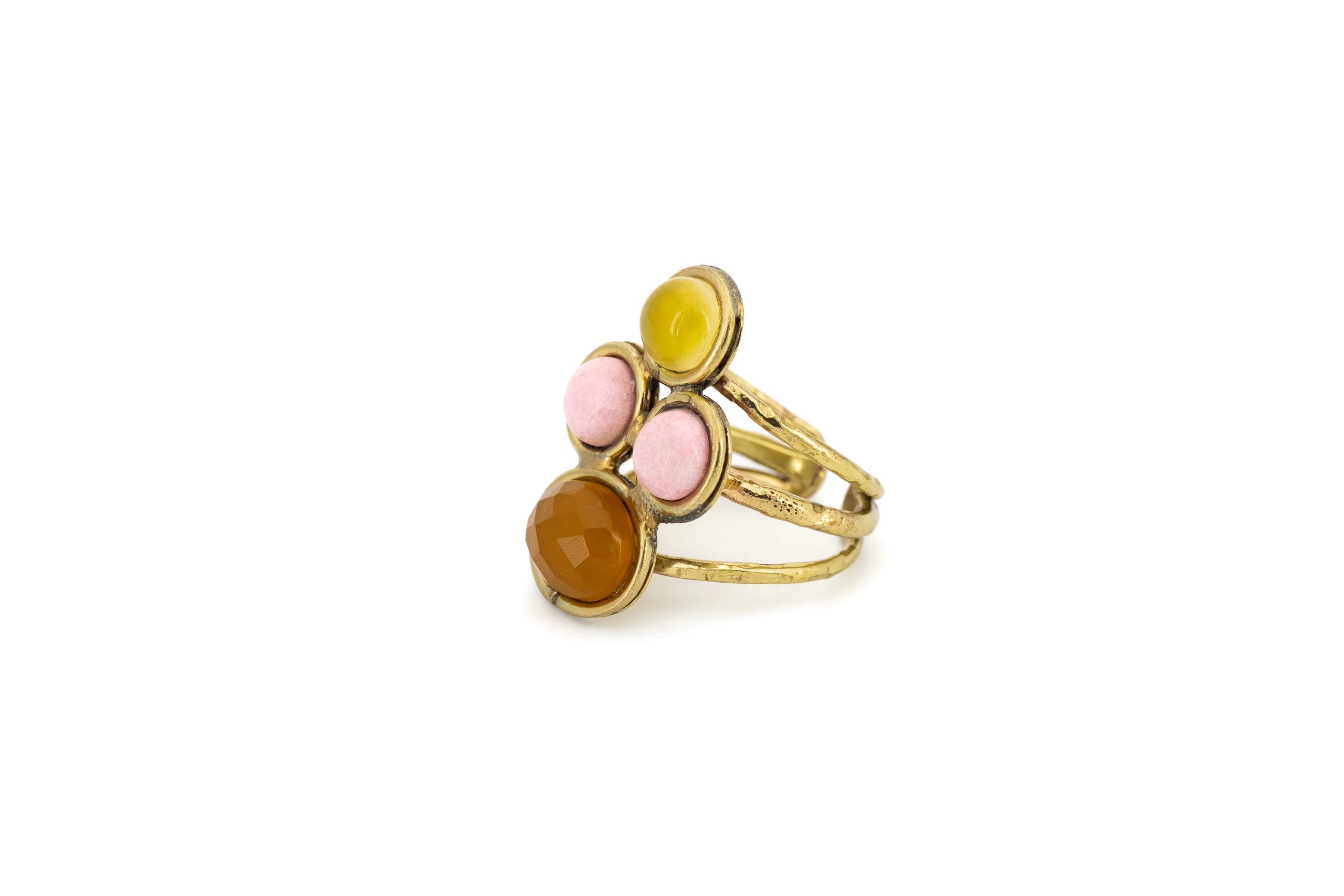 Anello in Ottone con quattro pietre naturali