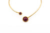 Choker ottone con due pietre tonde Rubino