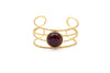Bracciale ottone fascia pietra centrale tonda Rubino