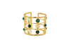 Bracciale ottone fascia riccioli e pietre Malachite