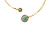 Choker in Ottone con due pietre tonde in Amazzonite