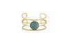 Bracciale in Ottone a fascia con pietra centrale tonda in Amazzonite